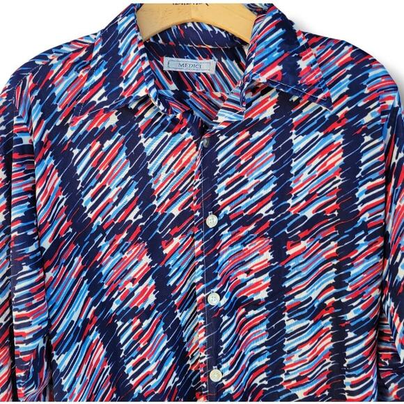 Medici Men’s Multi-Color Long Sleeve Button-Down Shirt – Medium - Picture 3 of 8